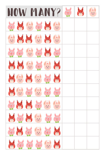 数数儿童游戏卡通动物的脸图片下载