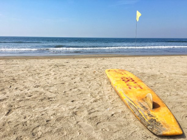 海滩上的冲浪板图片下载