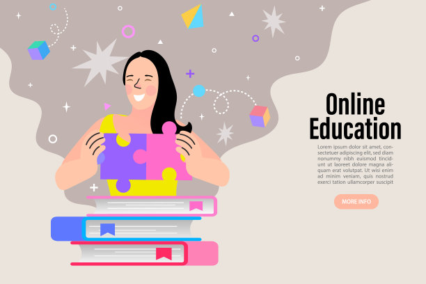 一个十几岁的女孩在读一本大书。世界读书日或扫盲日的旗帜。图书市场还是公平概念。在线阅读。回到学校。学院和大学概念矢量插图。图片下载