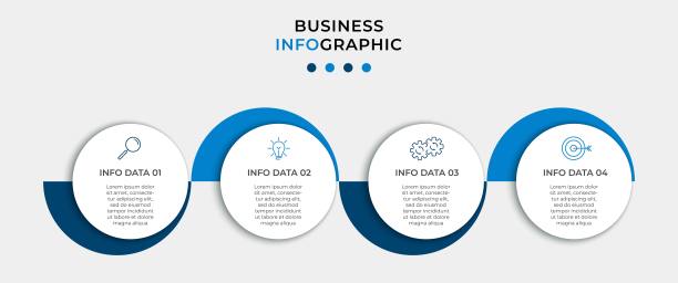 商业信息图设计模板向量与图标和4个选项或步骤。可用于流程图，演示文稿，工作流布局，横幅，流程图，信息图图片下载