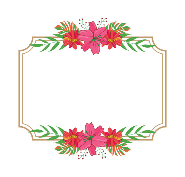 美丽的矢量花叶安排设置图形优雅的花和叶在彩色插图。可以用于你的婚礼或任何邀请模板吗图片下载