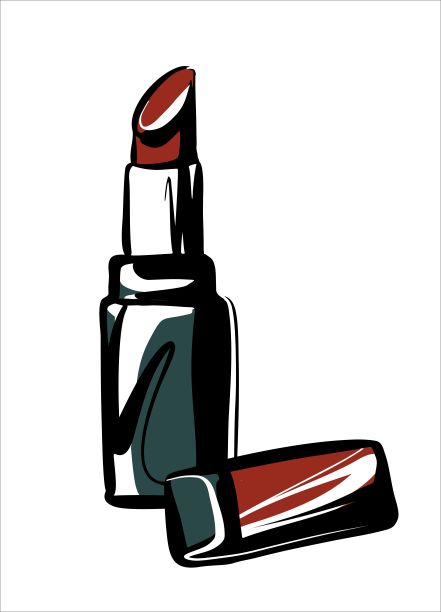 红色唇盖，唇妆。时尚插图草图图片下载