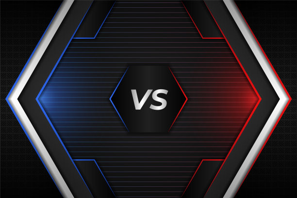 在黑暗背景下闪烁几何红色和蓝色图片下载