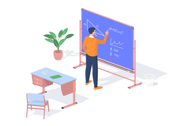 学生在黑板附近解数学目标。现代培训和在线咨询的可能性图片下载