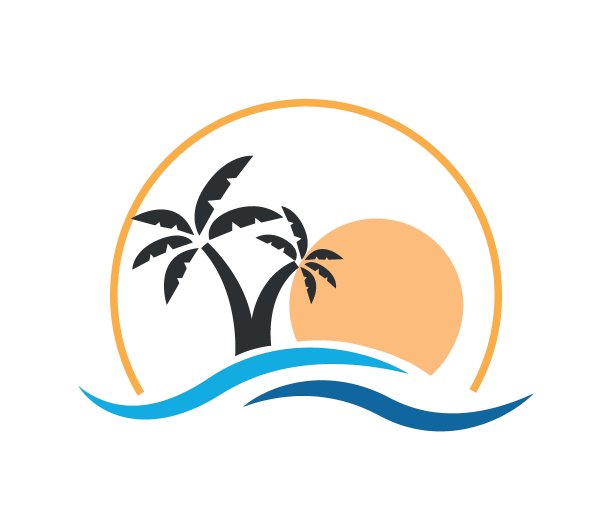 夏天的概念。海滩和岛屿图标设计图片下载