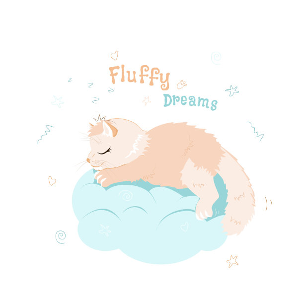 一只戴着头饰的可爱毛茸茸的猫正在云上睡觉图片下载