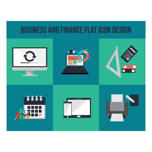 商业和财务平面图标概念设计图片下载