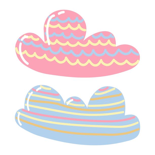 卡通画了粉红色和蓝色的云彩图片下载