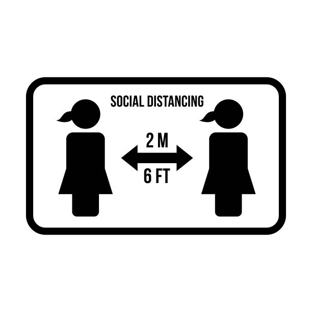 社会距离图标符号向量保持安全距离标志在一个象形图插图图片下载