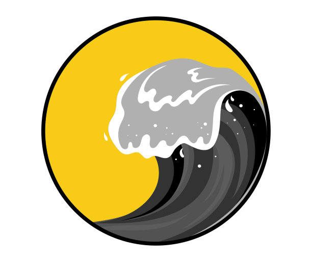 海啸波浪在平面卡通风格。图片下载