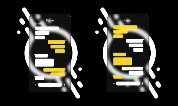 Glassmorphism风格。手机图标。聊天窗口。消息,谈话的概念。一套透明玻璃板，具有逼真的玻璃形态效果。矢量图图片下载