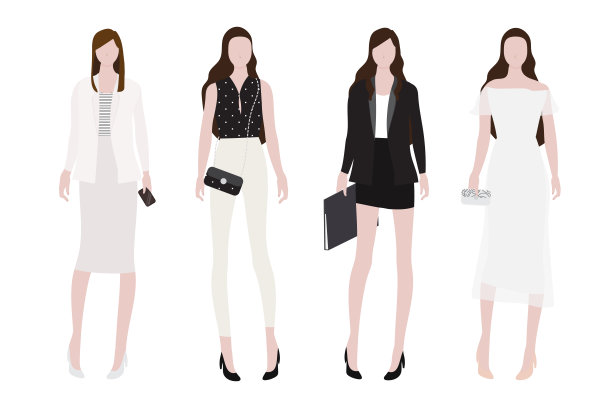 女人在白天到晚上装平底风格集合图片下载