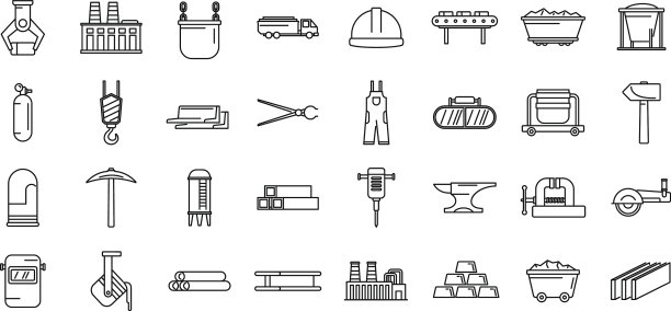 冶金行业图标设置轮廓风格图片下载