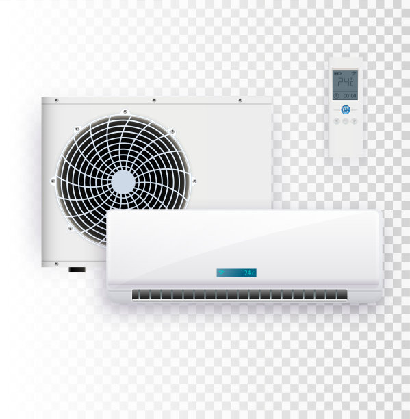 气候系统与室内外空调单位矢量图。图片下载