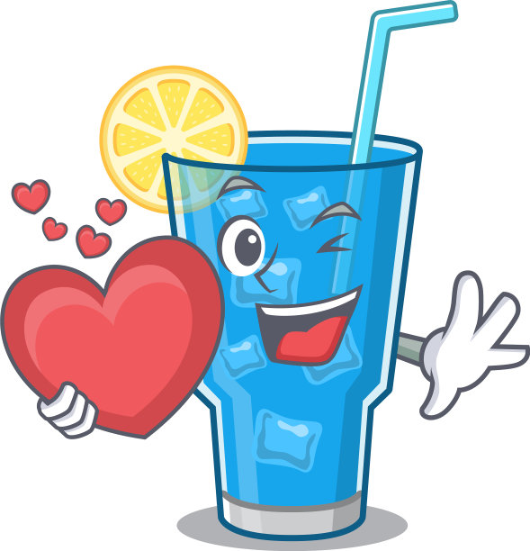 一个甜美的蓝色泻湖鸡尾酒卡通人物图片下载