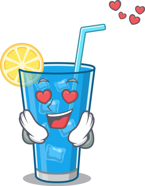 浪漫的蓝色泻湖鸡尾酒卡通人物图片下载