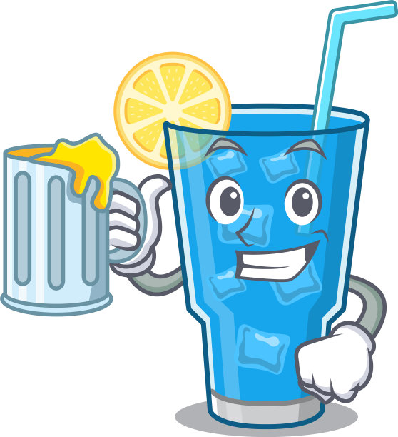 一个卡通概念蓝泻湖鸡尾酒图片下载