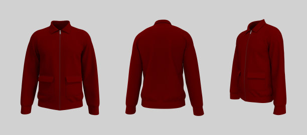 哈林顿夹克模型正面，侧面和背面的观点图片下载