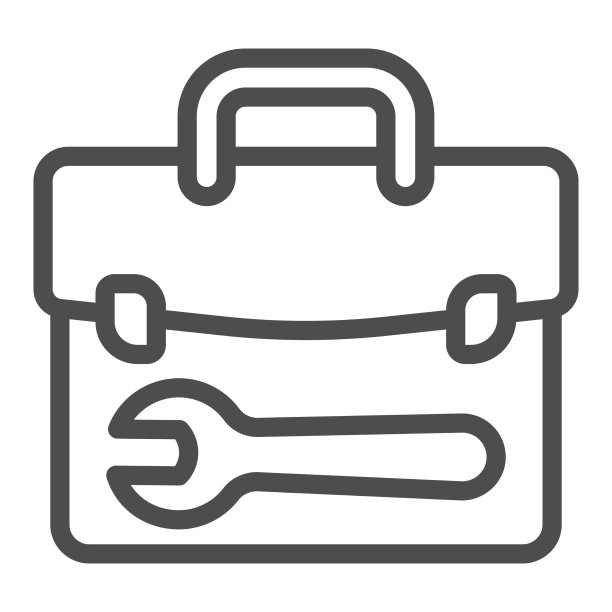 公文包与扳手线图标汽车零件的概念图片下载