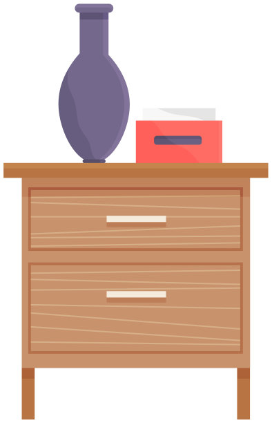 木制的马桶，有抽屉，花瓶和盒子图片下载