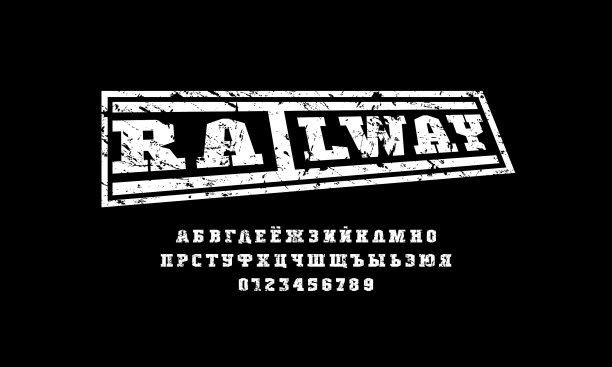 西里尔板衬线字体在运动风格图片下载