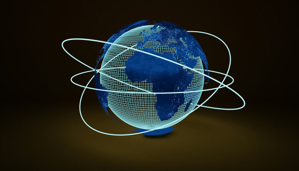 全球通信网络环绕地球，在太空中进行世界性的交流图片下载