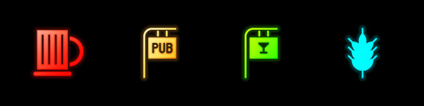 设置木制啤酒杯街道招牌与酒吧图片下载