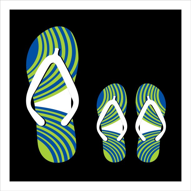 彩色夏季人字拖矢量插画（含乌克兰、人字拖、图标、拖鞋、海滩等元素）图片下载