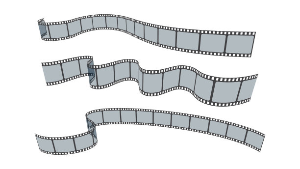 35mm照片和电影胶片滚动矢量设置孤立的白色背景。空白电影胶片带框架的集合具有透明度和不同的形状效果。等距透视胶片条。图片下载