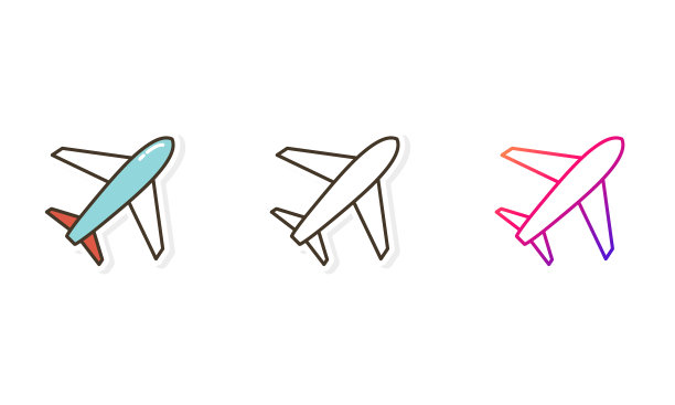 飞机图标设置不同的风格图片下载