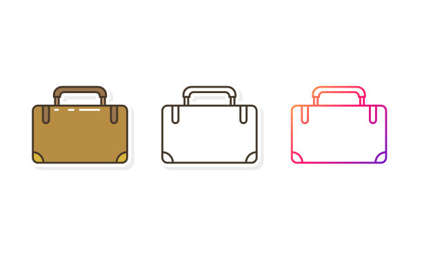 旅行袋的图标设置不同的风格图片下载