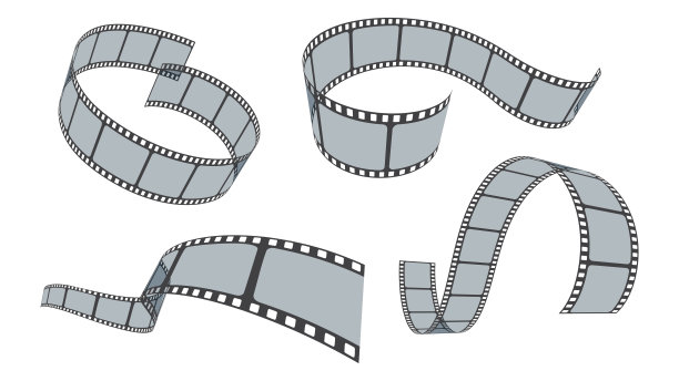 复古35mm照片和电影胶卷卷向量集孤立的白色背景。收集空白的电影胶片带透明和不同形状的效果。透视的胶片带。图片下载