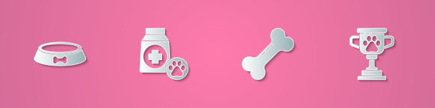 设剪纸宠物食品碗、狗骨袋等图片下载