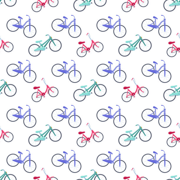 卡通儿童自行车无缝模式的生活方式图片下载