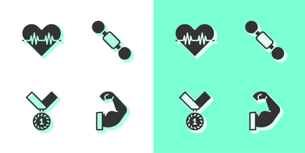 设置健美运动员肌肉心率奖章和图片下载