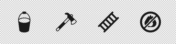 放消防桶，消防斧逃生，无图片下载