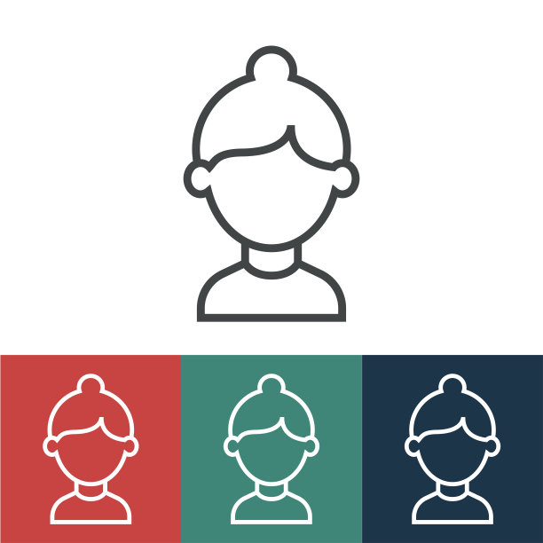 线性矢量图标与头发在发髻图片下载