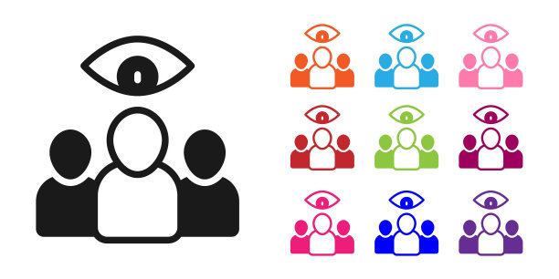 黑色间谍，特工图标孤立在白色背景上。监视人。设置图标丰富多彩。向量图片下载