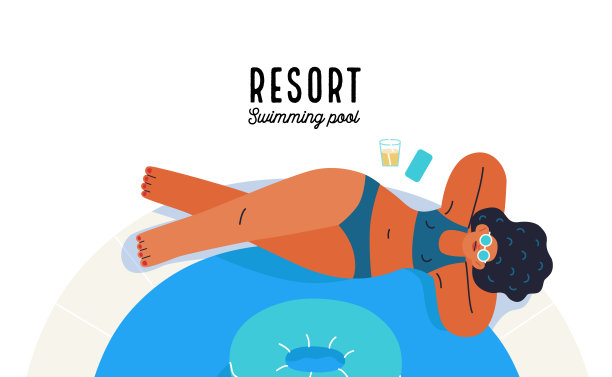 海滩度假活动，现代平面矢量插图图片下载
