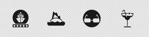 在海洋玻璃中设置游轮热带岛屿图片下载