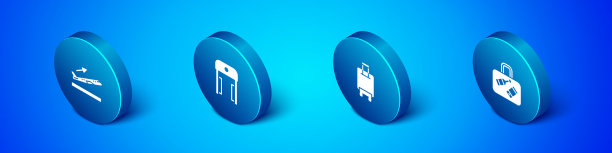 设置等距飞机起飞手提箱和金属图片下载