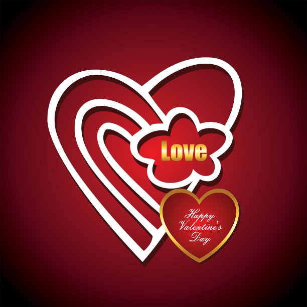 情人节背景：红色爱心，情人节快乐图片下载