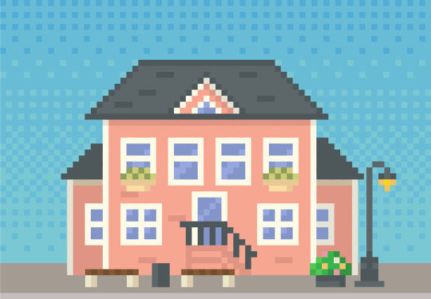 房子周围的绿色空间和植物图片下载