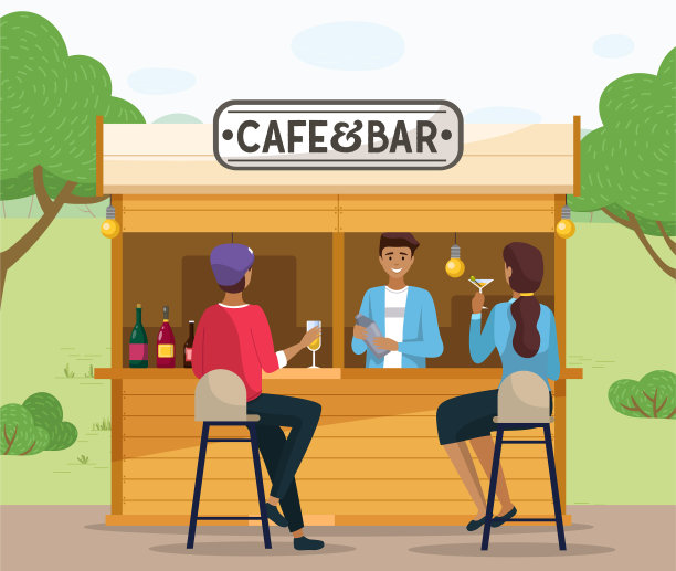 喝咖啡和在街头咖啡馆吃朋友图片下载