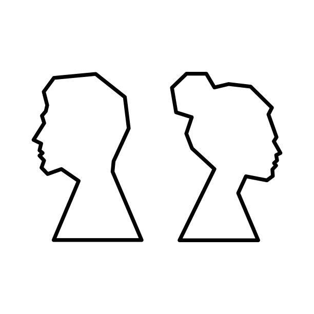 男人和女人的剪影谁争吵和背对着偶像。心理学。一对年轻夫妇的离婚。独立符号为:插图，大纲，标志，设计，网页，开发，ui, ux, gui。向量EPS 10图片下载