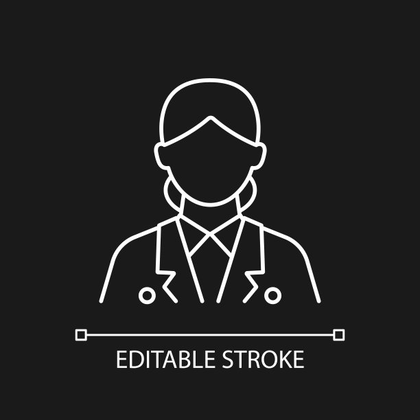 游轮女服务员白色线性图标为黑暗主题图片下载