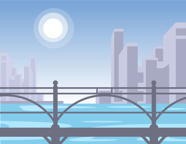 城市景观有一座桥和一个海湾图片下载