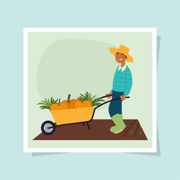 农民手推车上的南瓜图片下载