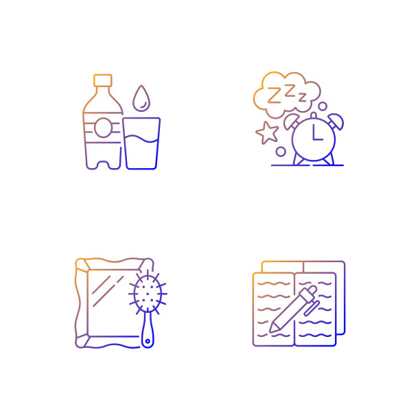 每日计划和例行梯度线性矢量图标集图片下载