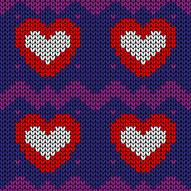 无缝编织图案与红心图片下载